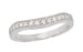 Art Deco Curved Carved Wheat Diamond Wedding Band in 14 or 18 Karat White Gold