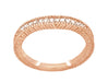 Art Deco Curved Wheat Diamond Wedding Band in 14 Karat Rose Gold