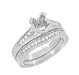 Art Deco Carved Wheat & Diamonds Curved Wedding Band in 14K or 18K White Gold