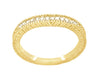 Art Deco Yellow Gold Curved Wheat Diamond Wedding Band - 18K or 14K