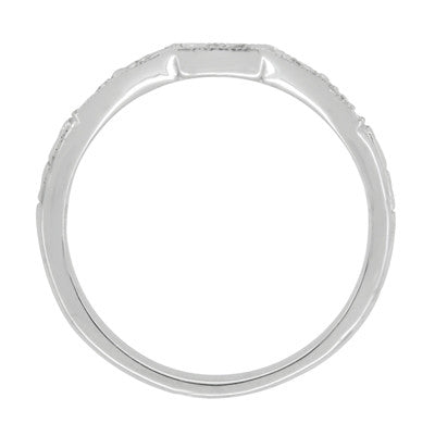 Art Deco Carved Contoured Diamond Wedding Ring in Platinum - Item: WR155P - Image: 3