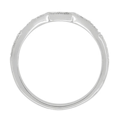 Palladium and Diamonds Engraved Art Deco Companion Wedding Ring - Item: WR155PDM - Image: 3