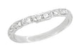 Palladium and Diamonds Engraved Art Deco Companion Wedding Ring