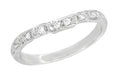 Art Deco Carved Contoured Diamond Wedding Ring in White Gold