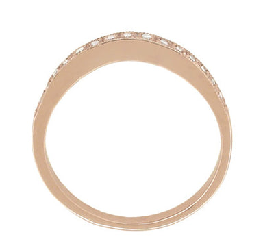 Diamond Set Curved Wedding Band in 14 Karat Rose ( Pink ) Gold - alternate view