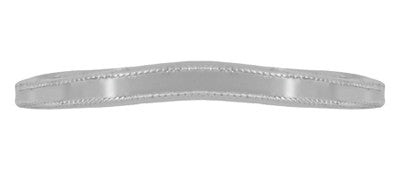 Deco Millgrain Edge Curved Wedding Band in White Gold - Item: WR158WND - Image: 4