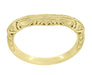 Art Deco Filigree and Wheat Engraved Curved Wedding Ring in 14 Karat Yellow Gold