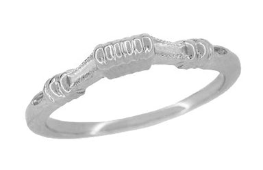 Art Deco Harvest Bands Contoured Wedding Ring in 14 Karat White Gold