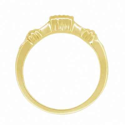 Art Deco Harvest Bands Curved Wedding Ring in 14 Karat Yellow Gold - Item: WR163Y - Image: 2