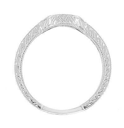 Art Deco Diamond Engraved Wheat Wedding Band in Platinum - Rounded Contoured - Item: WR178PD - Image: 5