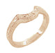Vintage Engraved Art Deco Wheat and Scrolls 14 Karat Rose Gold Curved Wedding Band