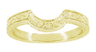 Art Deco Engraved Scrolls and Wheat Curved Wedding Band in 18 Karat Yellow Gold