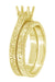 Yellow Gold Art Deco Scrolls Contoured Engraved Wedding Band - 14 or 18 Karat