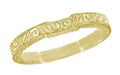 Yellow Gold Art Deco Scrolls Contoured Engraved Wedding Band - 14 or 18 Karat