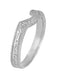 Art Deco Carved Scrolls Contoured Wedding Band in White Gold