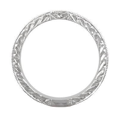 Art Deco Engraved Companion Diamond Wedding Ring in Platinum - Item: WR283 - Image: 2