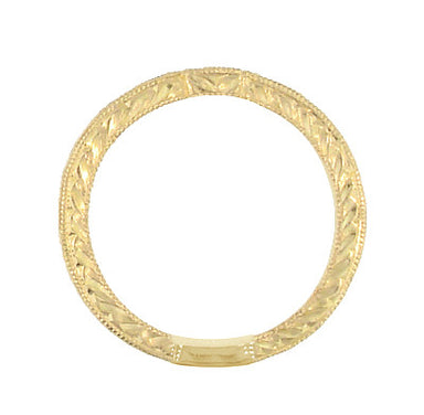 Art Deco Diamond Engraved Companion Wedding Ring in 18 Karat Yellow Gold - alternate view