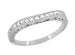 White Gold Art Deco Curved Filigree and Wheat Engraved Diamond Wedding Band