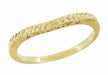 Art Deco Yellow Gold Crown of Leaves Filigree Curved Engraved Wedding Band - 14 or 18 Karat Gold