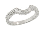 Art Deco Engraved Wheat Curved Wedding Ring in Platinum