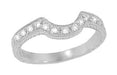 Art Deco 13 Diamond Curved Engraved Wheat Platinum Antique Wedding Ring - WR306PD