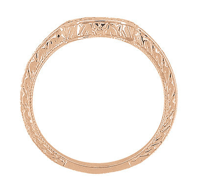Art Deco Classic Wheat Engraved Contoured Wedding Ring in 14K Rose Gold - Item: WR306R - Image: 3