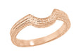 Art Deco Classic Wheat Engraved Contoured Wedding Ring in 14K Rose Gold