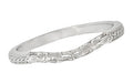 Art Deco Flowers and Wheat Engraved Filigree Wedding Band in Platinum