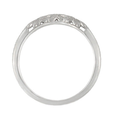 Flowers and Wheat Engraved Filigree Art Deco Wedding Band in 14K White Gold - Item: WR356W14 - Image: 4