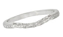 Flowers and Wheat Engraved Filigree Art Deco Wedding Band in 14K White Gold