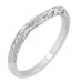 Flowers and Wheat Engraved Filigree Art Deco Wedding Band in 14K White Gold