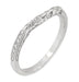 Art Deco Flowers and Wheat Engraved Filigree Wedding Band in 18 Karat White Gold