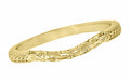 Art Deco Flowers & Wheat Engraved Filigree Wedding Band in 14K or 18K Yellow Gold