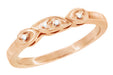 14 Karat Rose Gold Mid Century Retro Modern Filigree Diamond Wedding Ring