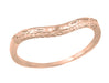 Art Deco Antique Engraved Olive Leaves and Wheat Curved Wedding Band in 14K Rose Gold - WR419R125