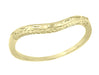 Art Deco Olive Leaves and Wheat Engraved Curved Wedding Band in 18 Karat Yellow Gold