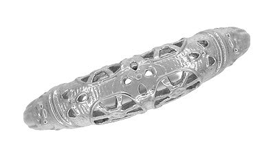 Platinum Art Deco Filigree Dome Wedding Ring - Item: WR428P - Image: 4