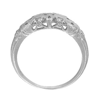 Platinum Art Deco Filigree Dome Wedding Ring - Item: WR428P - Image: 5