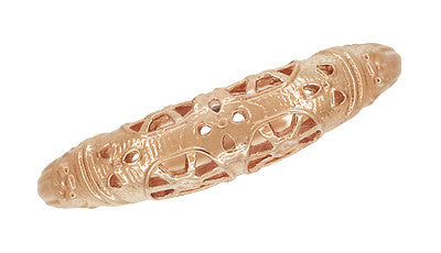 Art Deco Filigree Dome Wedding Ring in 14 Karat Rose Gold - Item: WR428R - Image: 4