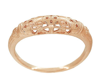 Art Deco Filigree Dome Wedding Ring in 14 Karat Rose Gold - alternate view