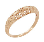 Art Deco Filigree Dome Wedding Ring in 14 Karat Rose Gold