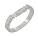 Art Deco Loving Hearts Contoured Antique Carved Wheat Diamond Wedding Ring in White Gold