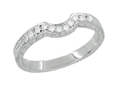 Royal Crown Curved Diamond Wedding Band in Platinum