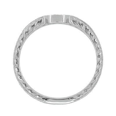 Royal Crown Curved Diamond Engraved Wedding Band in Platinum - Item: WR460PD - Image: 6