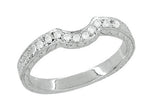 Royal Crown Curved Diamond Wedding Band in White Gold - 14K or 18K