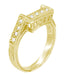 Art Deco Diamond Filigree Contoured Linear Wedding Ring in 18 Karat Yellow Gold