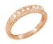 Art Deco Scrolls Engraved Diamond Wedding Ring in 14 Karat Rose Gold ( Pink Gold )