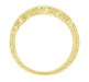 Scroll Hand Engraved Side of Yellow Gold Vintage Diamond Wedding Ring in 18K or 14K Yellow Gold - WR628Y