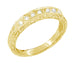 1920s Art Deco Scrolls Engraved Diamond Wedding Ring in Yellow Gold