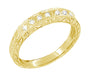 1920s Yellow Gold Antique Diamond Wedding Ring with Scrolls Engraved on all 3 Sides - 18K or 14K Yellow Gold - WR628Y